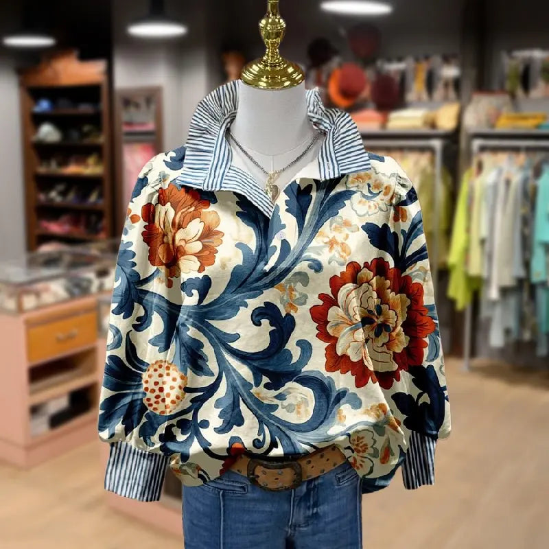 Classy vintage floral printed everyday blouse for women | Serenity