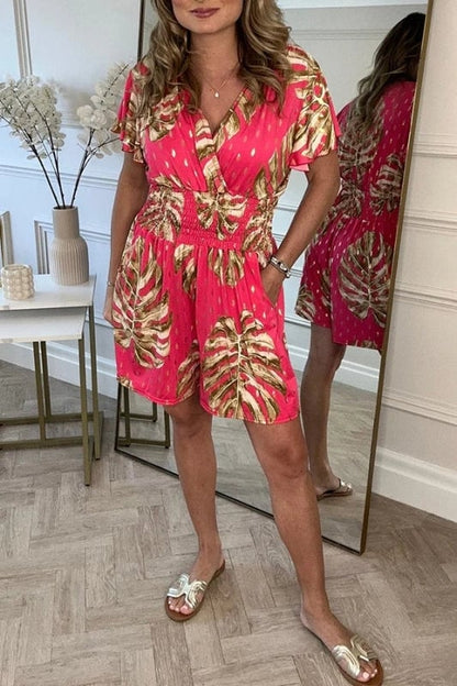 Floral polka dot pocket playful romper for women | Marisela