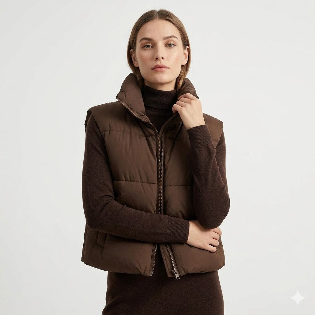 Rosalind | Women's Cropped High Collar Puffer Vest