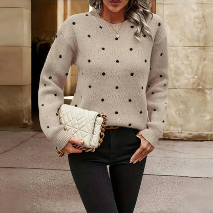 Relaxed polka-dot knit everyday sweater for women | Lunette