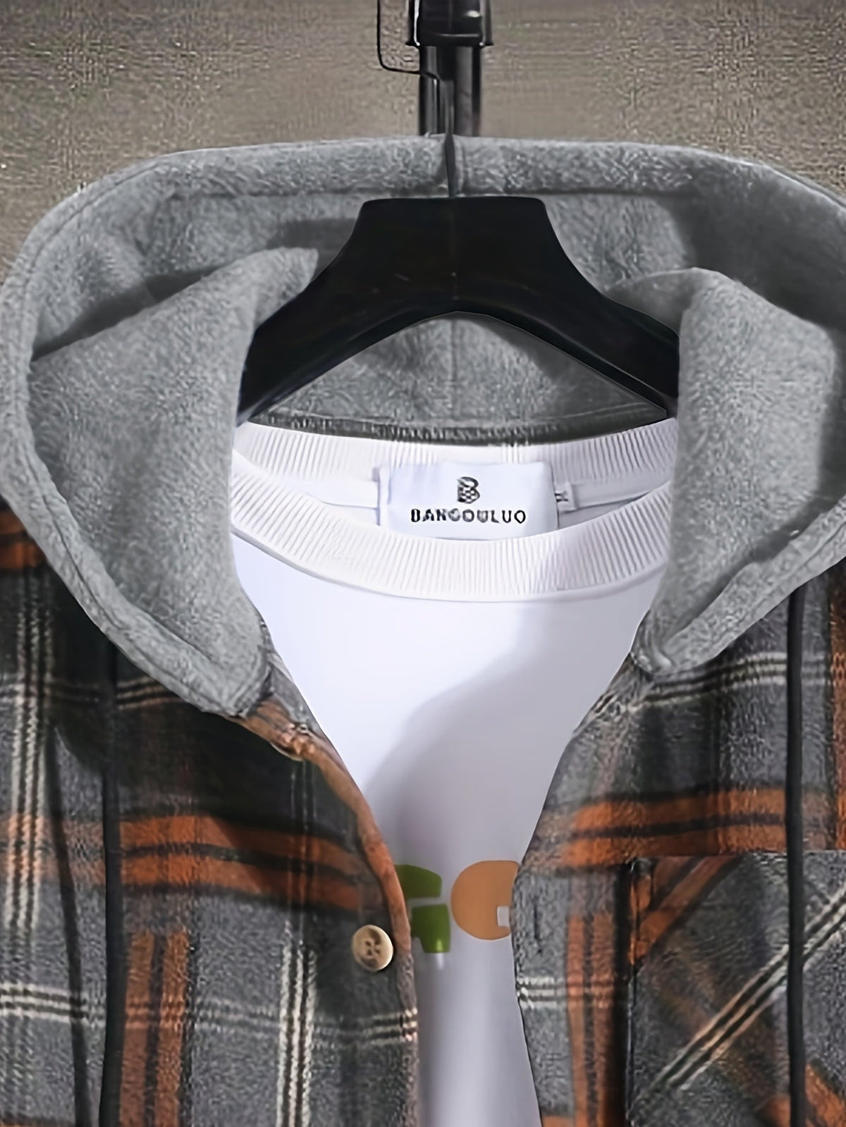Hollara | Men's Plaid Hooded Jacket with Chest Pocket
