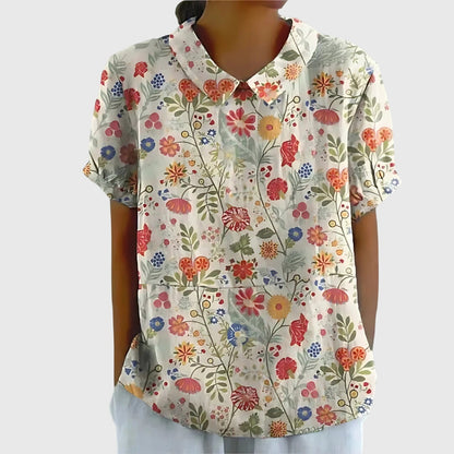 Veronica | Women's V Neck Short Sleeve Floral Blouse