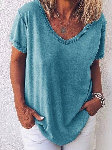 Casual loose fit V-neck summer T-shirt for women | Marisol