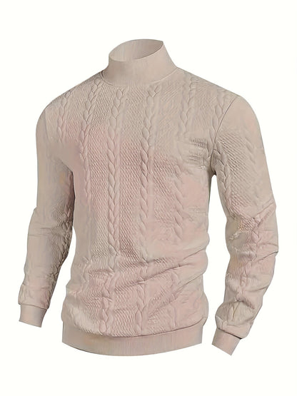 Marvane | Men's Textured High Neck Sweatshirt with Ribbed Cuffs