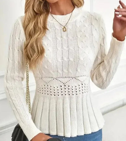 Thick knit peplum hem sweater for women | Ornella