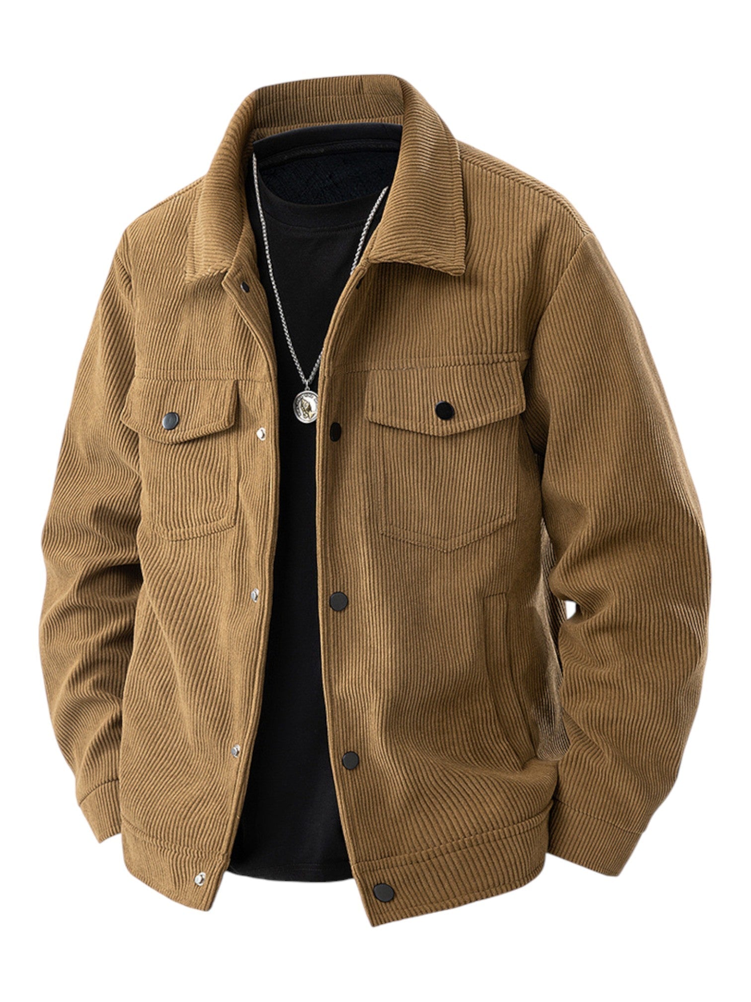 Corduroy snap front jacket for men | Rowan