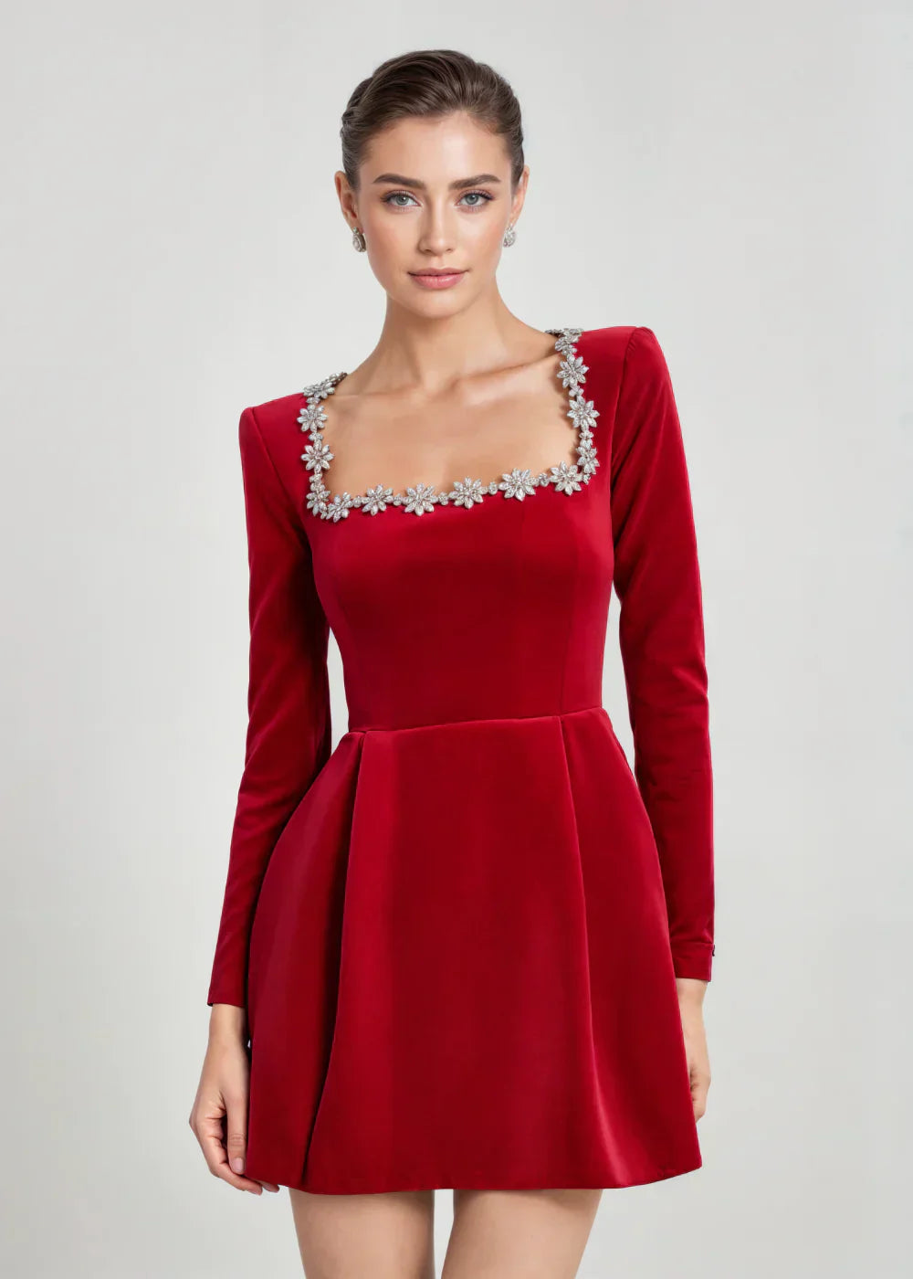 Chic Velvet Mini Dress with Square Neckline | Willow