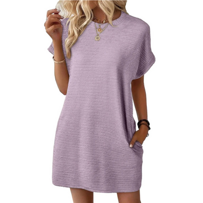 Casual minimalist round-neck summer dress for women | Evasha