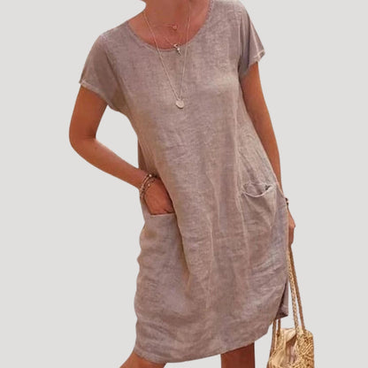 Short-sleeve summer midi dress for women | Isla