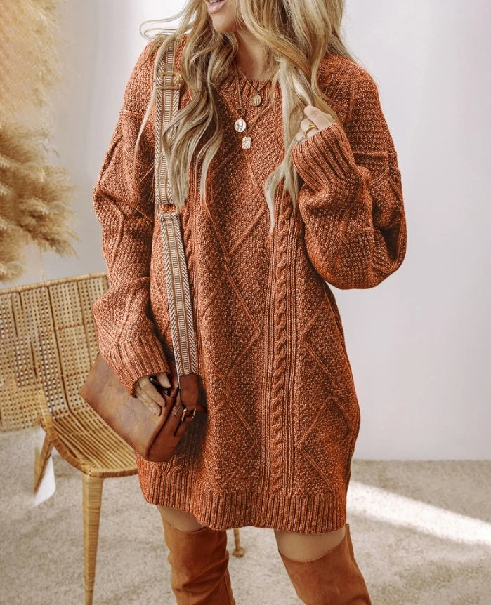 Juno Cable Knit Sweater Dress | Elara