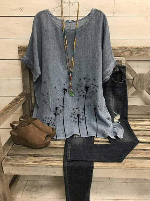 Dandelion print loose fit summer top for women | Marisela