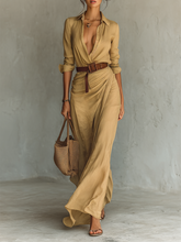 Refined belted maxi dress for women | Mida Grace