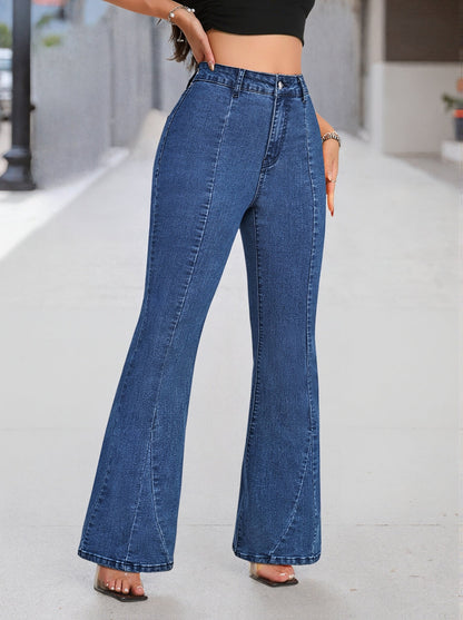 Coralie | Women's High Waist Button Front Flare Jeans