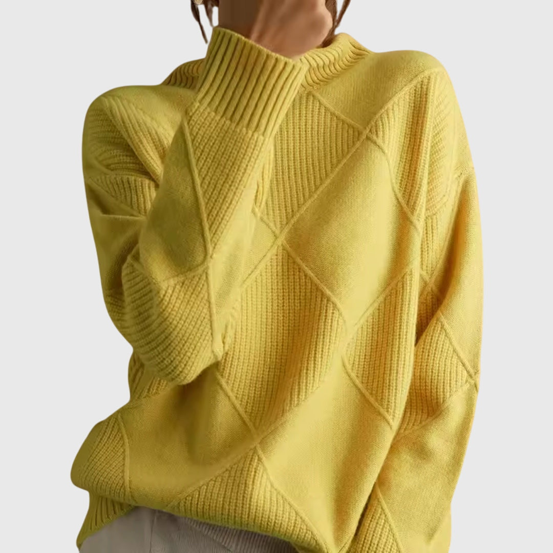 Geometric Turtleneck Elegant Sweater for Women | Seraphina
