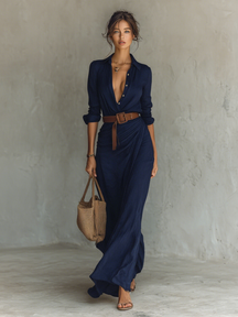 Refined belted maxi dress for women | Mida Grace