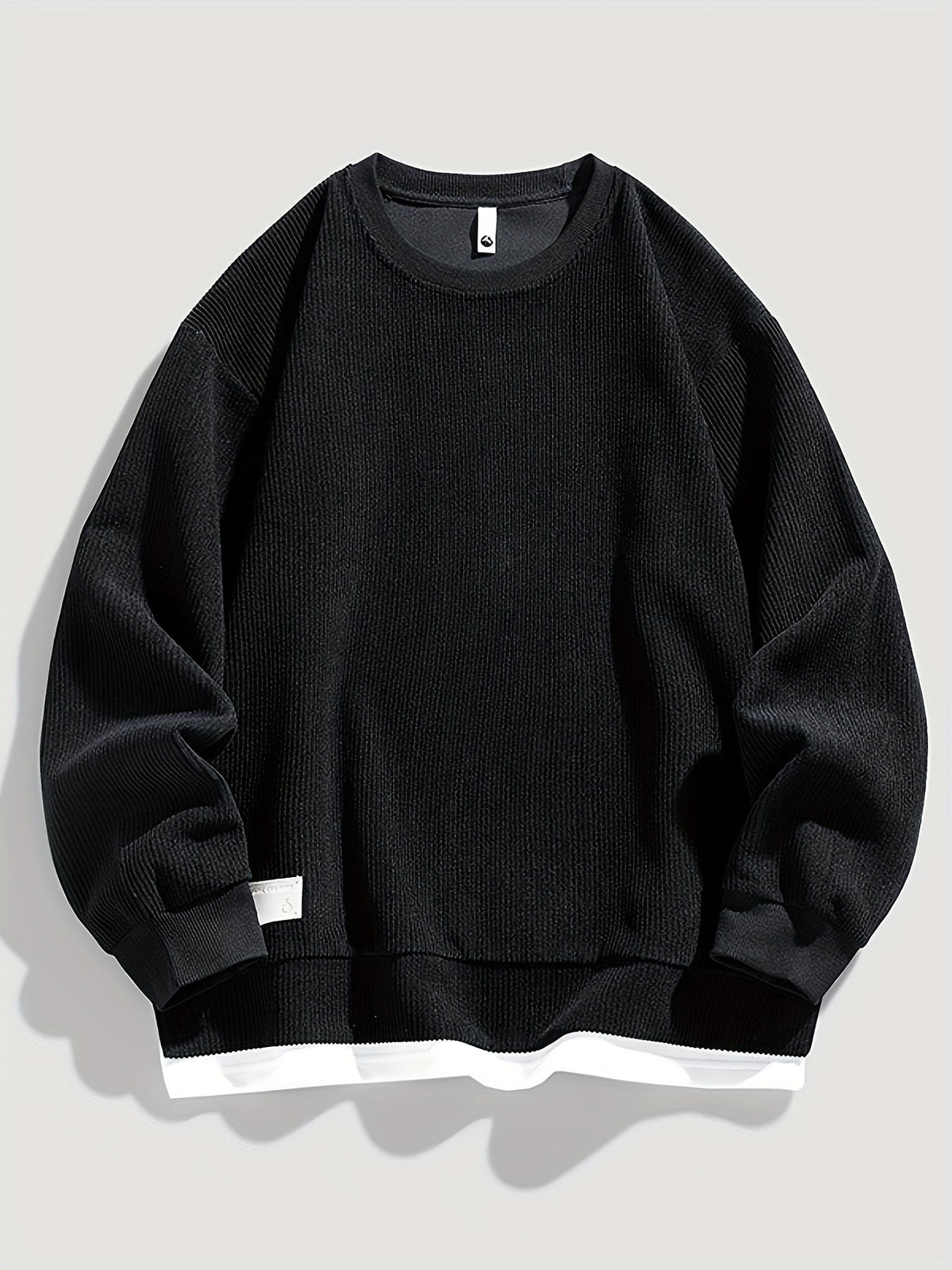 Halvern | Men's Layered Crew Neck Sweatshirt with Ribbed Texture