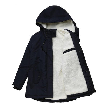 Thick hooded quilted-lining winter coat for women | Amina