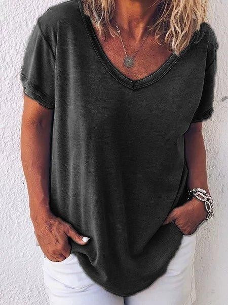 Casual loose fit V-neck summer T-shirt for women | Marisol