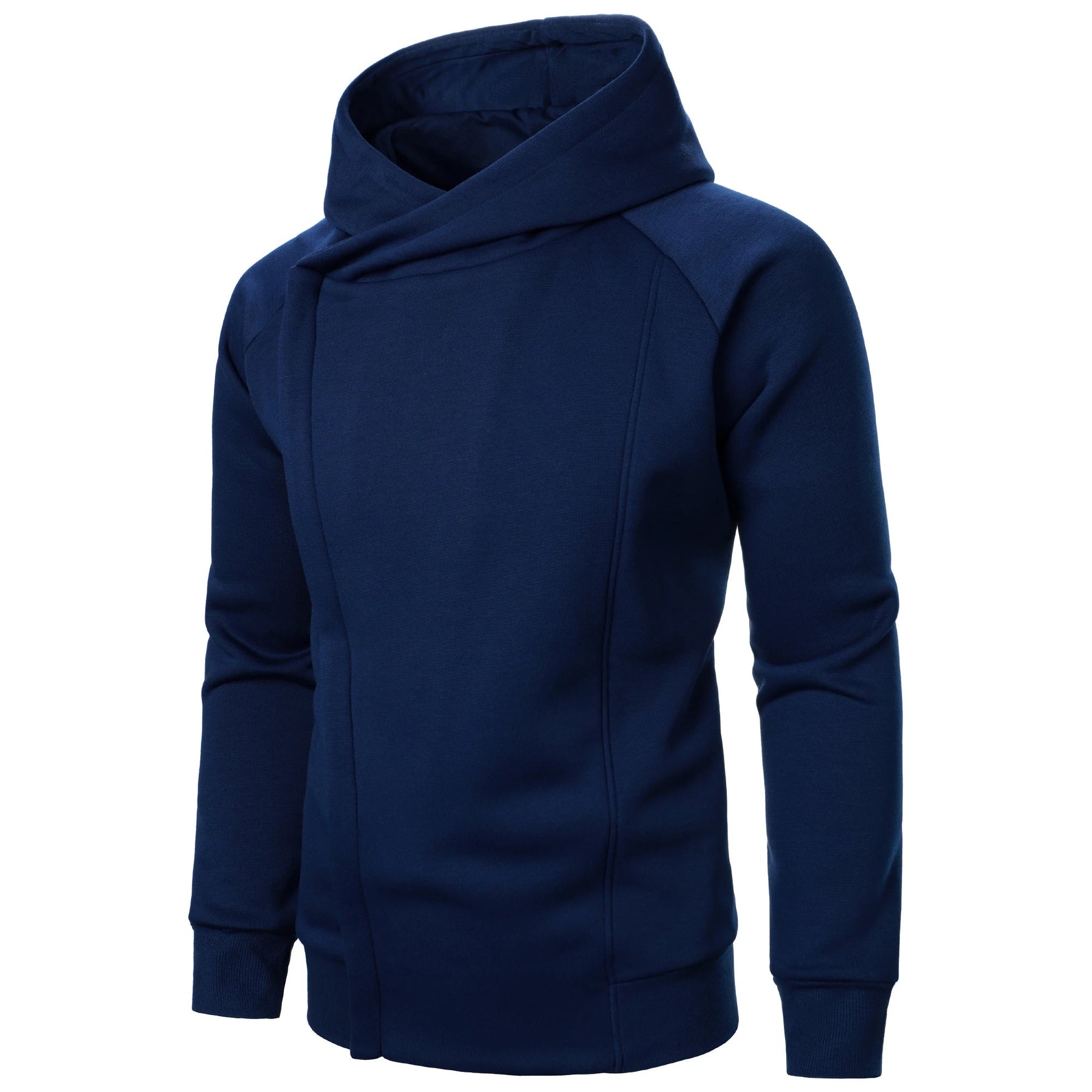 Asymmetric zip hoodie with sculpted crossover hood | Kaelen