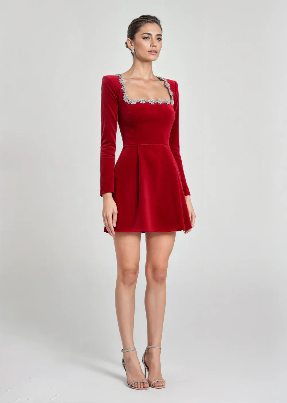 Chic Velvet Mini Dress with Square Neckline | Willow