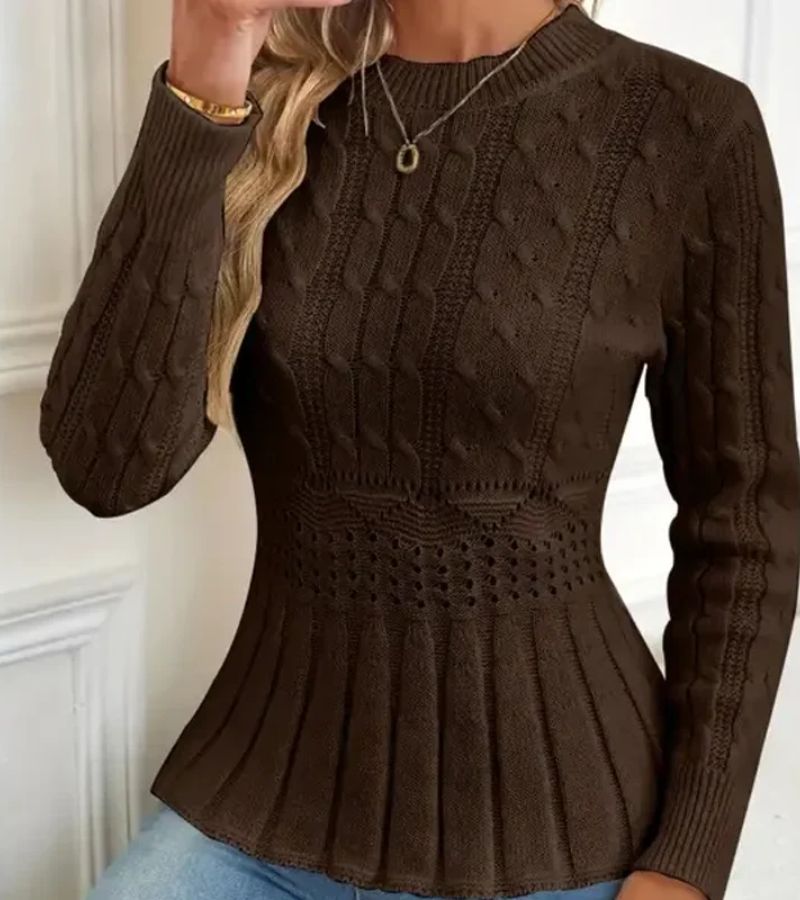 Thick knit peplum hem sweater for women | Ornella