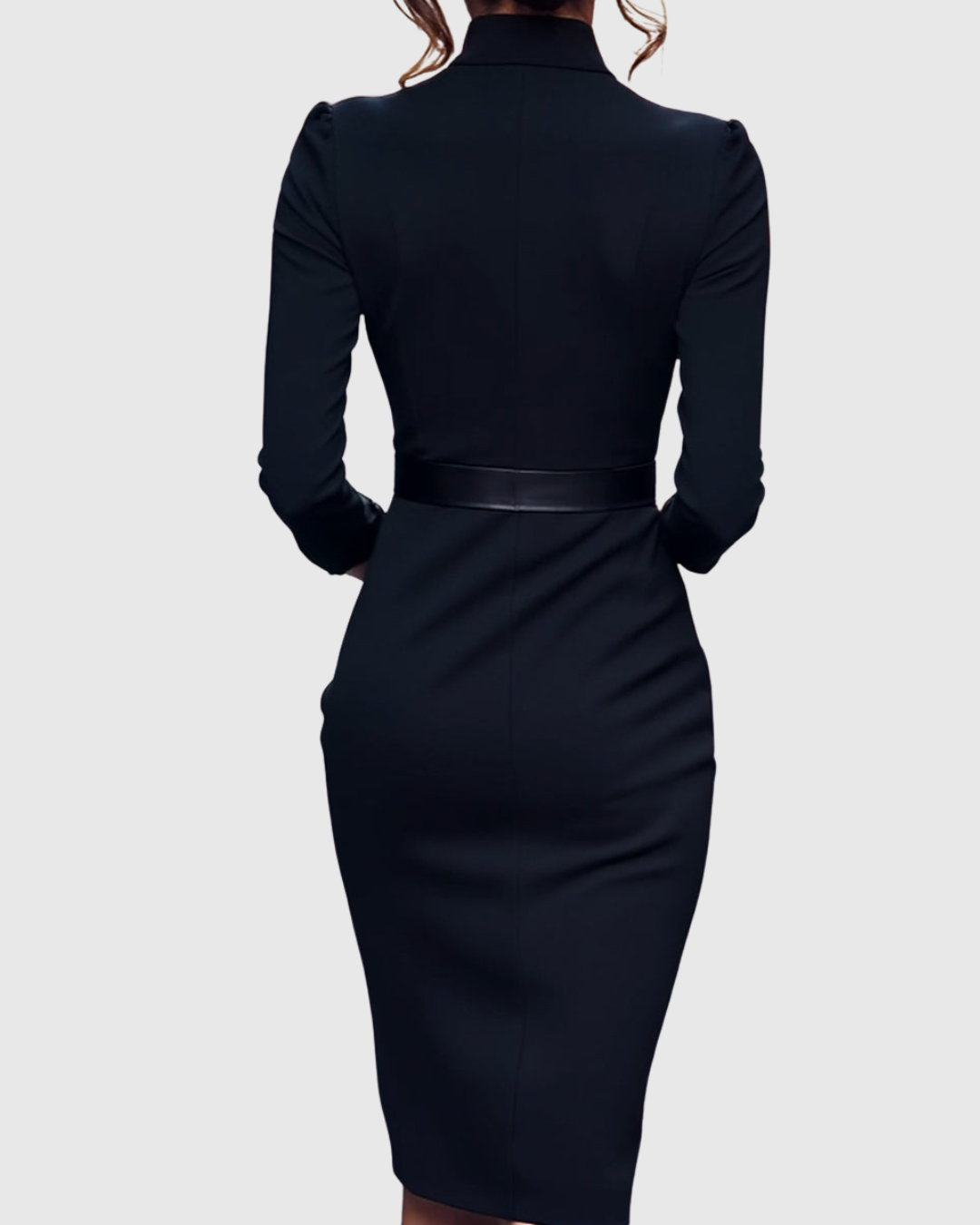 Elegant long-sleeve tailored midi dress for women | Claribel