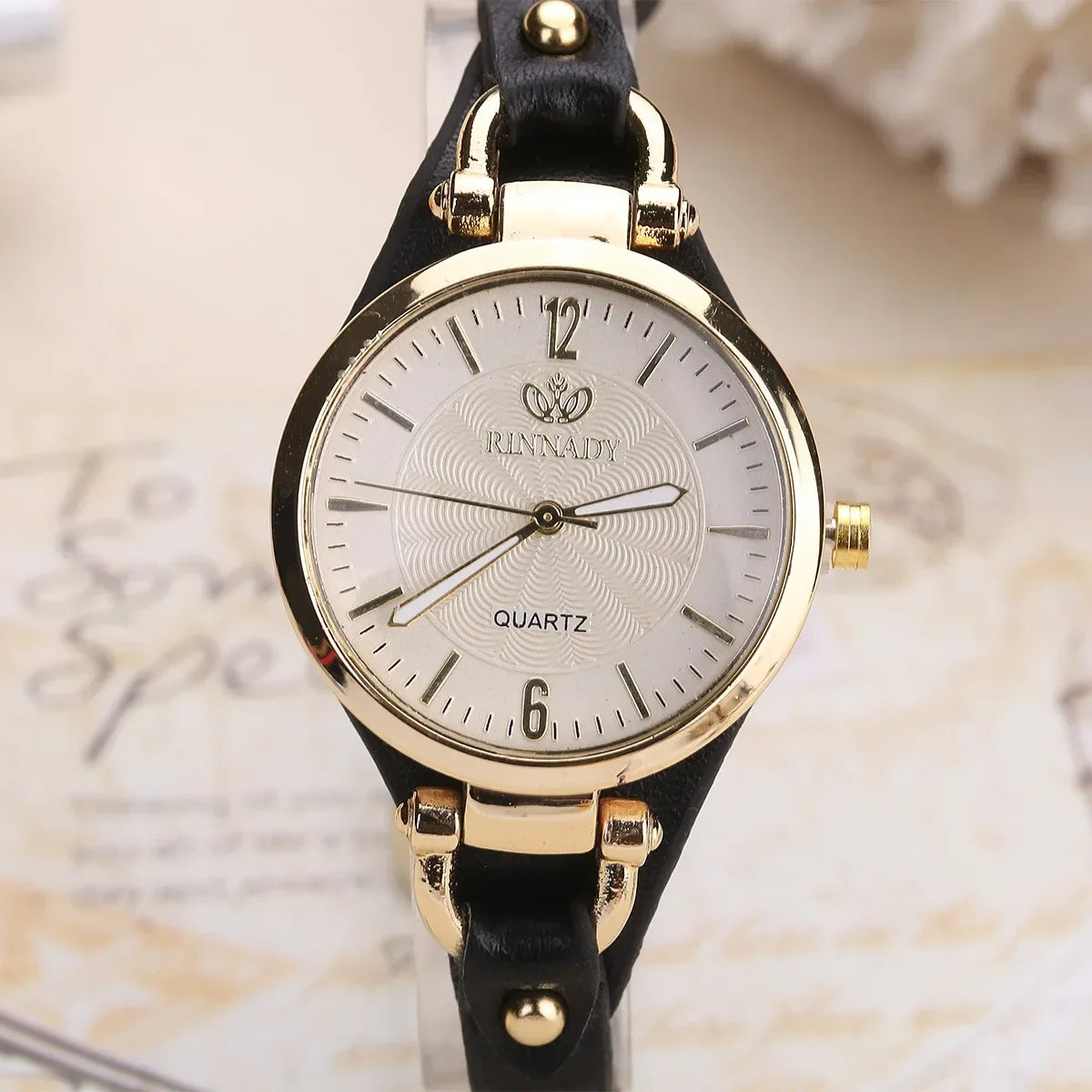 Vintage Gold-Tone Watch with Etched Dial | Aureon
