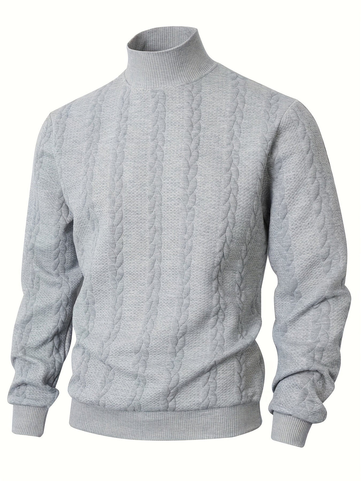 Marvane | Men's Textured High Neck Sweatshirt with Ribbed Cuffs
