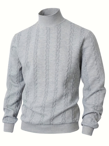 Marvane | Men's Textured High Neck Sweatshirt with Ribbed Cuffs