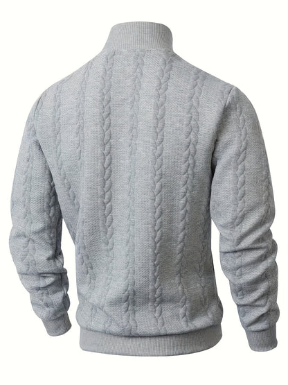 Marvane | Men's Textured High Neck Sweatshirt with Ribbed Cuffs