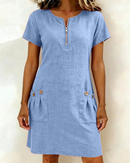 Casual solid A-line mini dress for women | Eliana