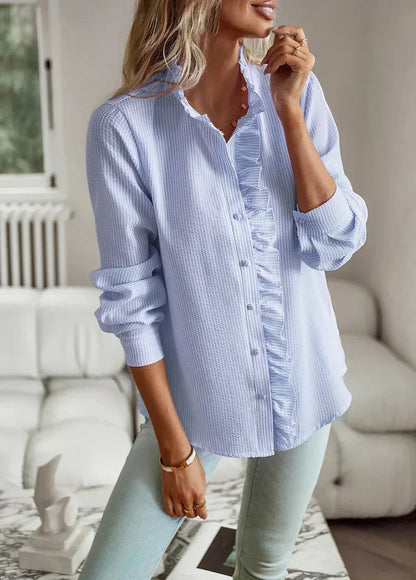 Tailored ruffle front elegant blouse for women | Marissa