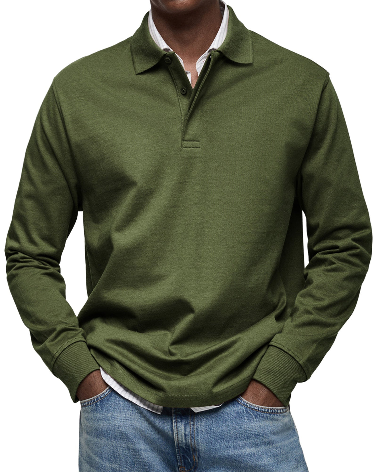 Classic long-sleeve relaxed polo shirt for men | Gary