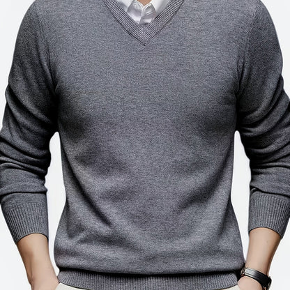 Elvaris | Men's V Neck Pullover Sweater with Stretch Knit