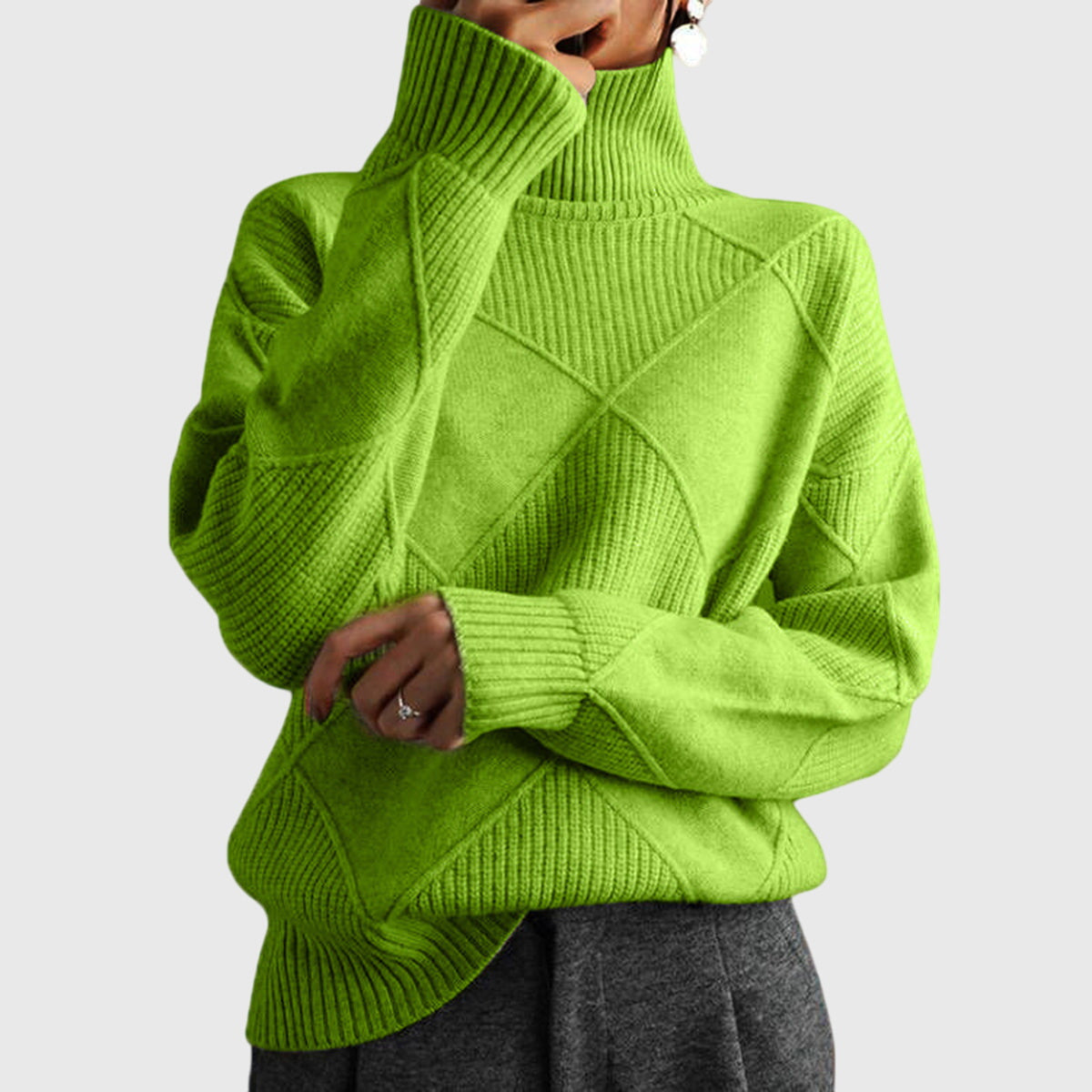 Geometric Turtleneck Elegant Sweater for Women | Seraphina