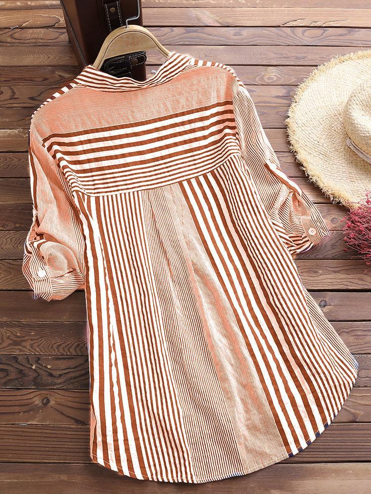 Casual striped button-down blouse for women | Genevieve