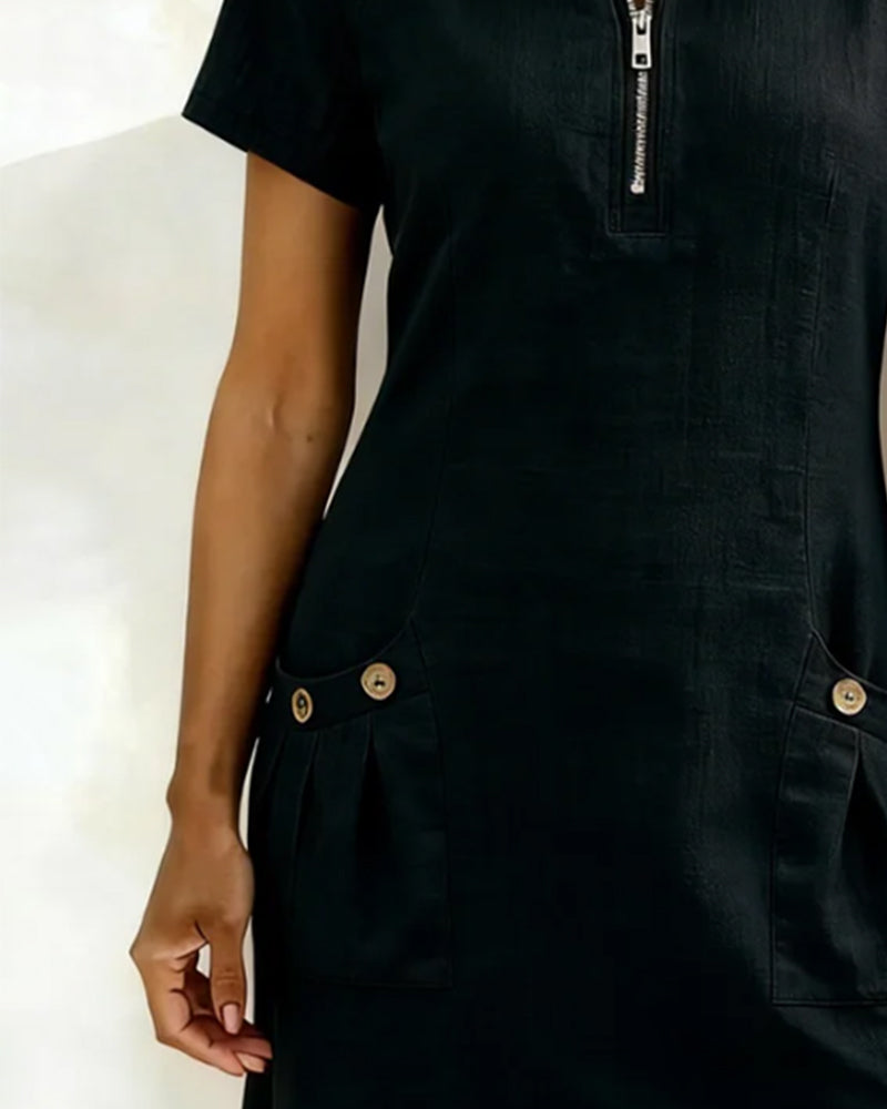 Casual solid A-line mini dress for women | Eliana
