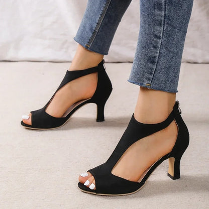 Elegant open-toe comfort heels for women | Amara