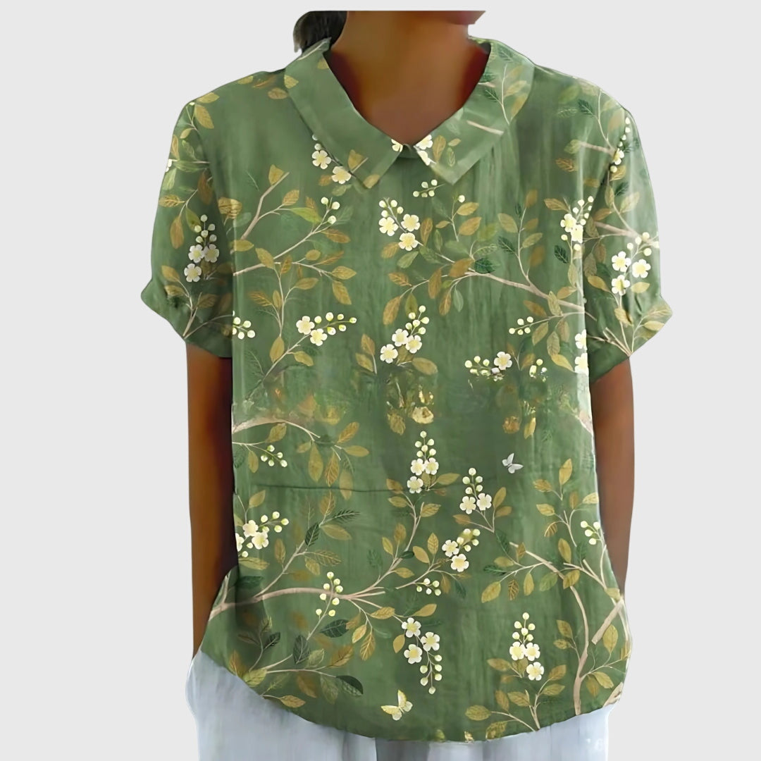 Veronica | Women's V Neck Short Sleeve Floral Blouse