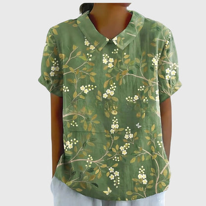 Veronica | Women's V Neck Short Sleeve Floral Blouse