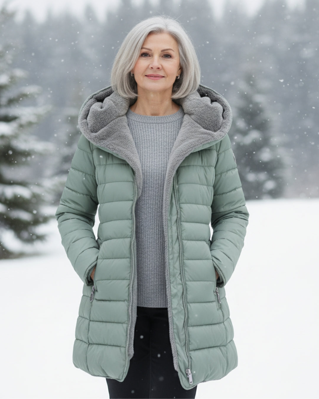 Warm hooded puffer winter coat for women | Olivia