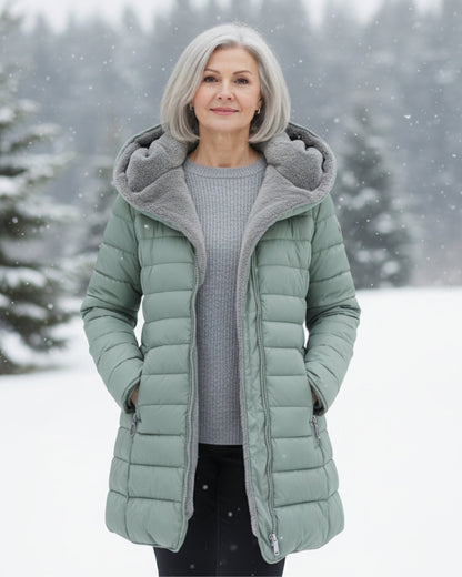 Warm hooded puffer winter coat for women | Olivia