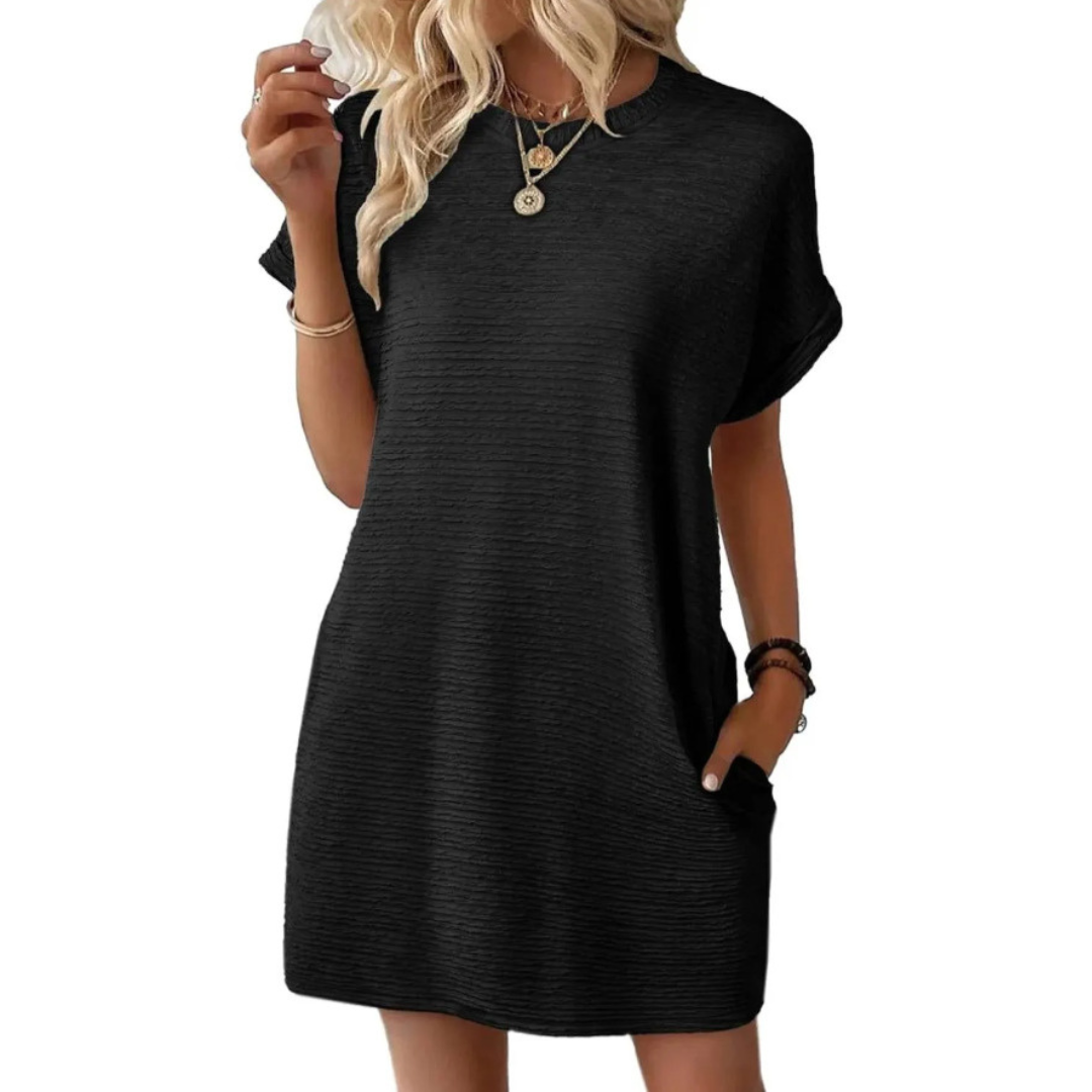 Casual minimalist round-neck summer dress for women | Evasha