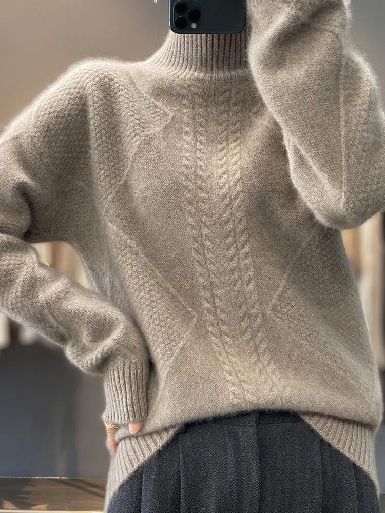 Cable-Knit Turtleneck Sweater for Cold Weather | Ellis