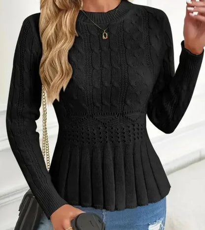 Thick knit peplum hem sweater for women | Ornella