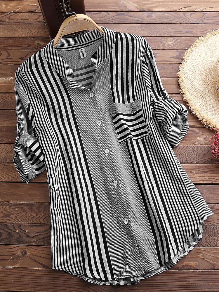 Casual striped button-down blouse for women | Genevieve