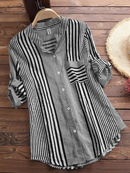Casual striped button-down blouse for women | Genevieve