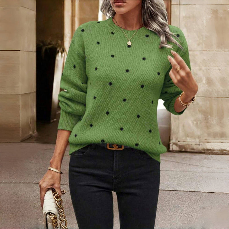 Relaxed polka-dot knit everyday sweater for women | Lunette