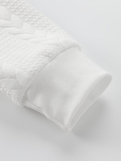 Thervan | Men's Textured Crew Neck Sweatshirt with Ribbed Cuffs