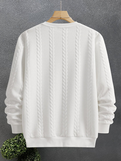 Thervan | Men's Textured Crew Neck Sweatshirt with Ribbed Cuffs